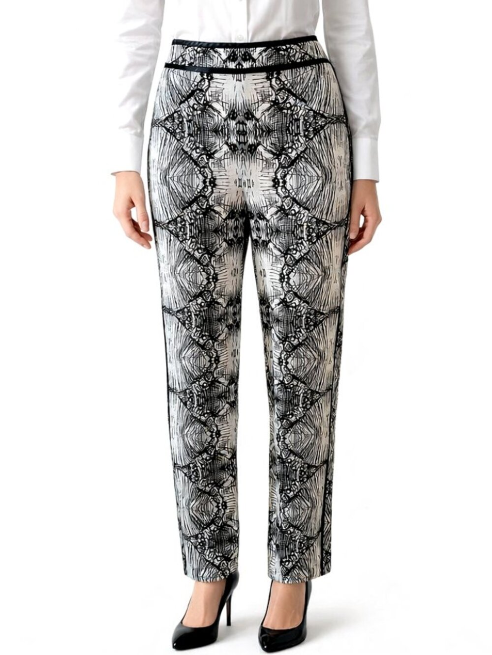 J Brand Griswold Printed Tuxedo Pants Black White NWT Size 6 Avant Garde